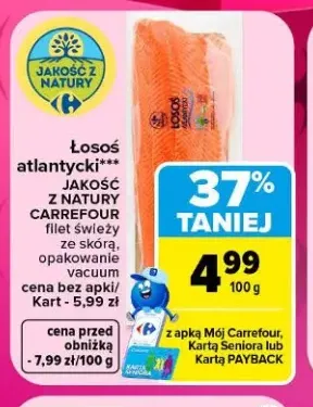 Łosoś atlantycki filet świeży ze skórą Jakość z Natury Carrefour