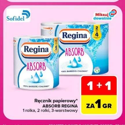Ręcznik papierowy Absorb Regina 1 rolka 3-warstwowy +1 wariant