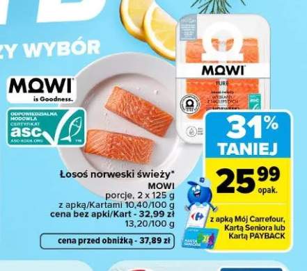 Łosoś norweski świeży porcje Mowi 2-pak