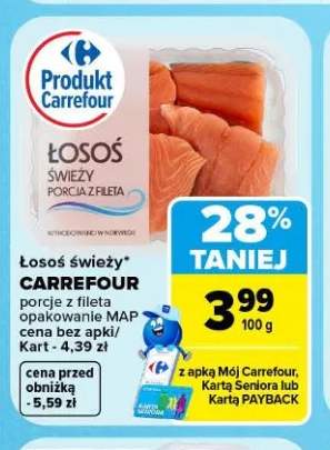 Łosoś świeży porcje z fileta Carrefour