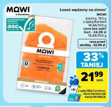 Łosoś wędzony na zimno Mowi plastry