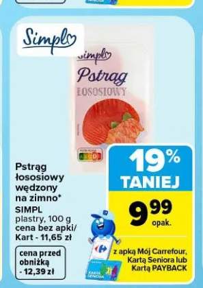 Pstrąg łososiowy wędzony na zimno Simpl plastry
