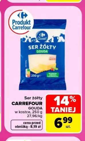 Ser żółty gouda w kostce Carrefour