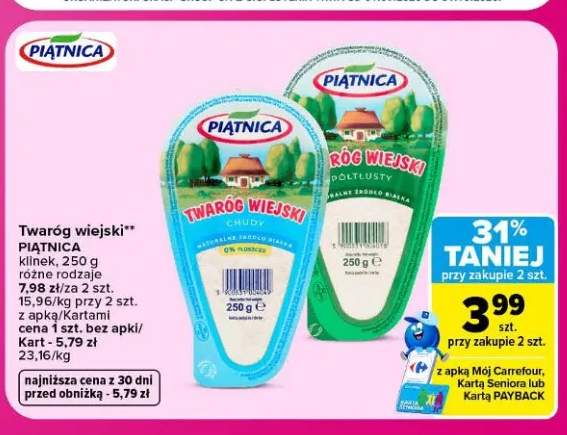Twaróg wiejski Piątnica klinek chudy +1 wariant