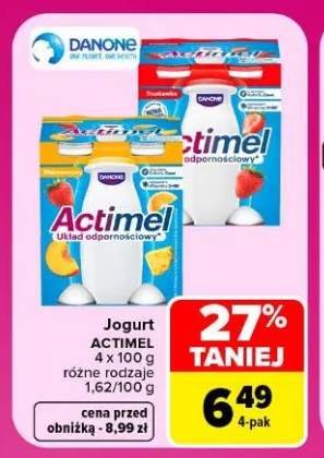 Jogurt Actimel truskawkowy Danone 4-pak +1 wariant