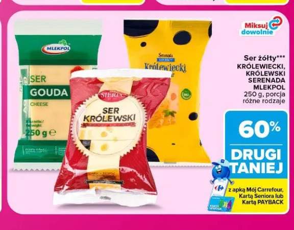 Ser żółty Gouda w porcji Mlekpol +2 warianty