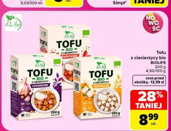 Tofu z ciecierzycy bio czosnkowe BioLife +2 warianty