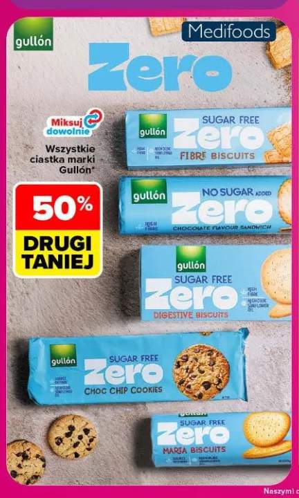 Ciastka Gullón Zero Fibre Biscuits +5 wariantów