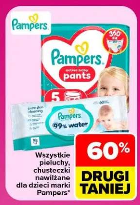 Pieluchy, chusteczki nawilżane dla dzieci marki Pampers +2 warianty