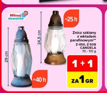 Znicz szklany z wkładem parafinowym Z-450 Candela +1 wariant