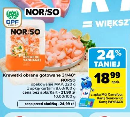 Krewetki Vannamei obrane gotowane NORSO