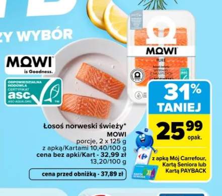 Łosoś norweski świeży MOWI porcje 2-pak