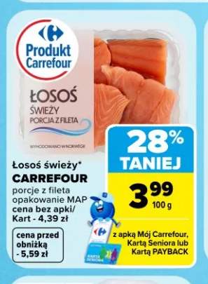 Łosoś świeży porcje z fileta Carrefour
