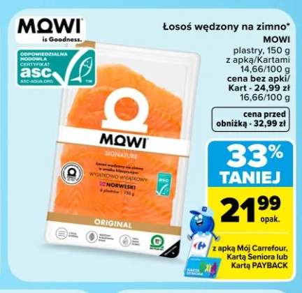 Łosoś wędzony na zimno MOWI Signature plastry Original
