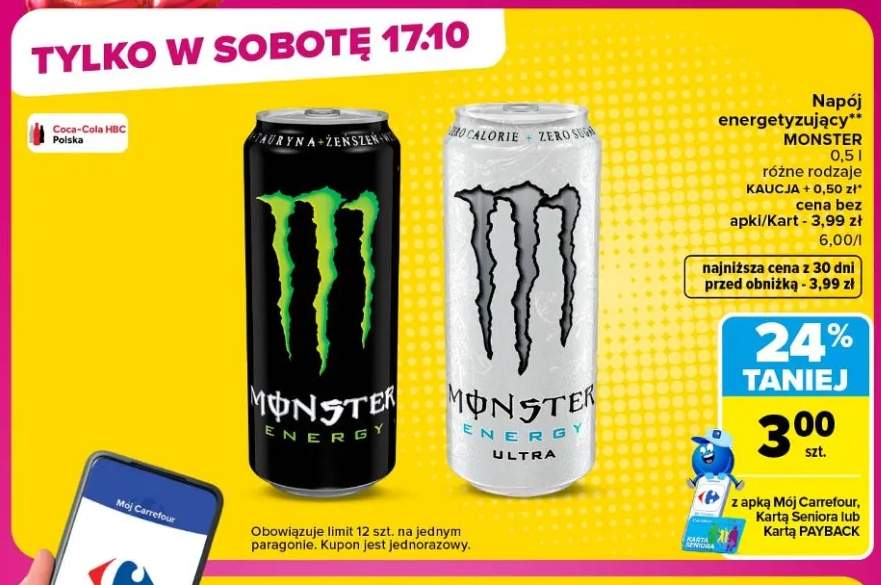 Napój energetyzujący Monster Energy Ultra +1 wariant