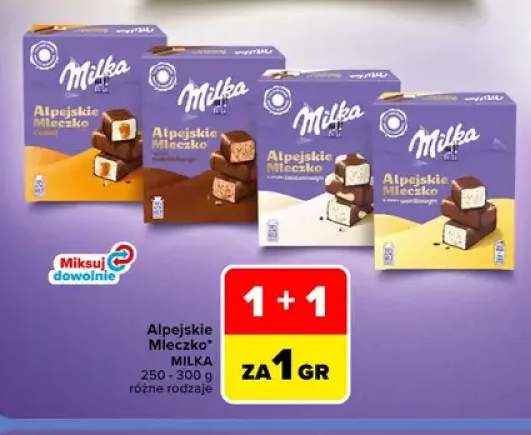 Alpejskie Mleczko Milka o smaku śmietankowym +3 warianty