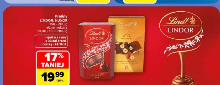 Praliny Nuxor Milk Chocolate Lindt +1 wariant