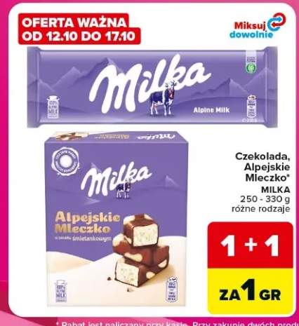 Czekolada Milka Alpine Milk +1 wariant