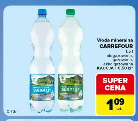 Woda mineralna gazowana Carrefour lekko +2 warianty