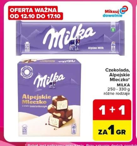 Alpejskie Mleczko o smaku śmietankowym Milka +1 wariant