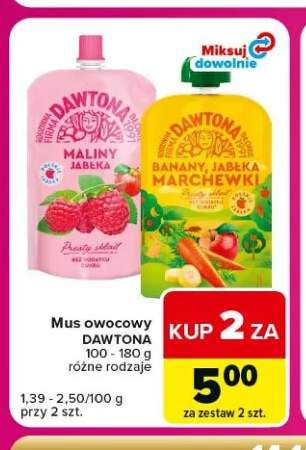 Mus owocowy Dawtona banany jabłka marchewki +1 wariant