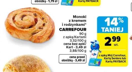 Monokl z kremem i rodzynkami Carrefour