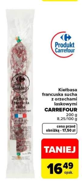Kiełbasa francuska sucha z orzechami laskowymi Carrefour