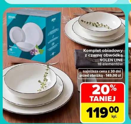 Komplet obiadowy z czarną obwódką Solen Line 18 elementów Altom