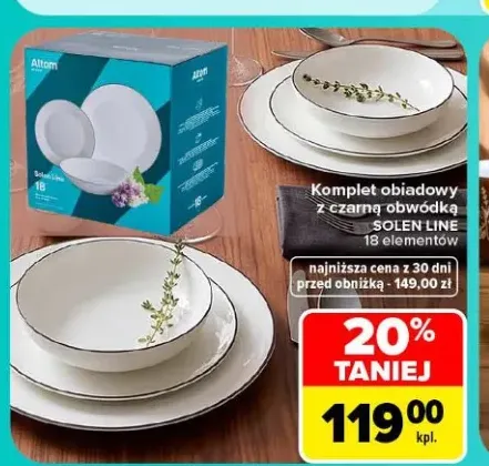 Komplet obiadowy z czarną obwódką Solen Line 18 elementów Altom