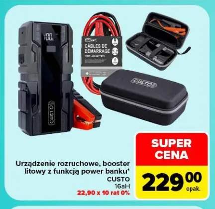Urządzenie rozruchowe booster litowy z funkcją power banku Custo