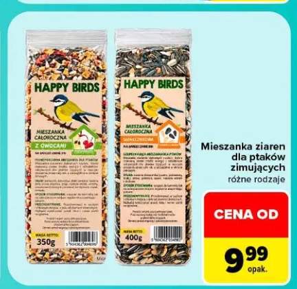 Mieszanka ziaren dla ptaków zimujących całoroczna z owocami Happy Birds +1 wariant