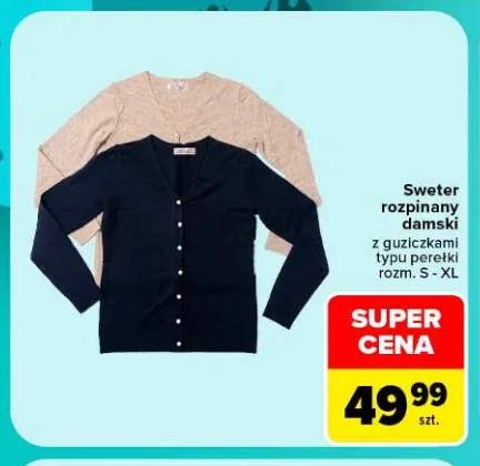 Sweter rozpinany damski z guziczkami typu perełki