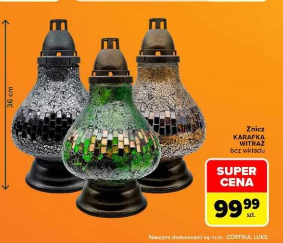 Znicz Karafka Witraż bez wkładu