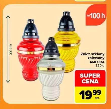 Znicz szklany zalewany Amfora