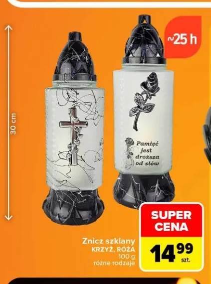 Znicz szklany Róża +1 wariant