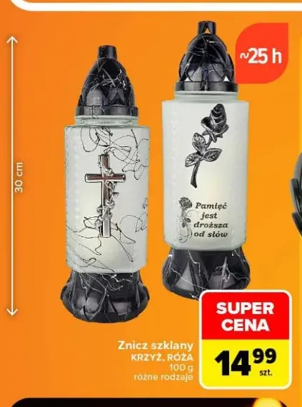 Znicz szklany Róża +1 wariant
