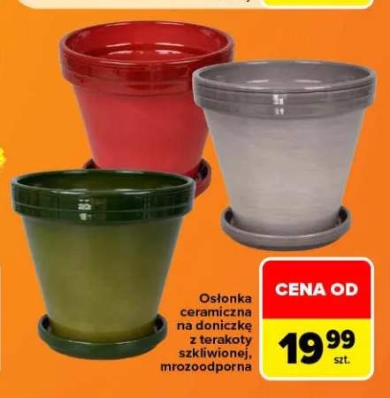 Osłonka ceramiczna na doniczkę z terakoty szkliwionej mrozoodporna