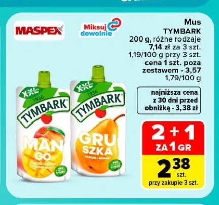 Mus Tymbark gruszka +1 wariant