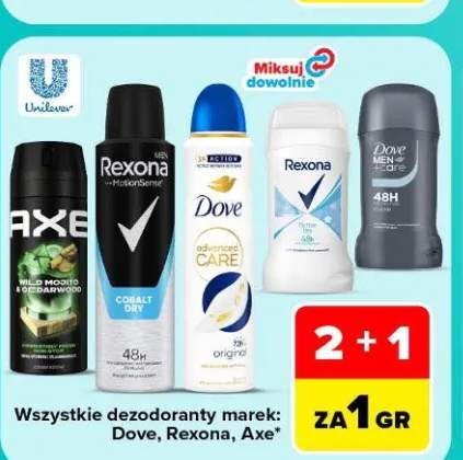 Dezodoranty marek: Dove, Rexona, Axe +5 wariantów