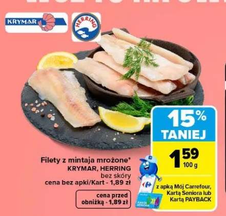 Filety z mintaja mrożone bez skóry Krymar Herring