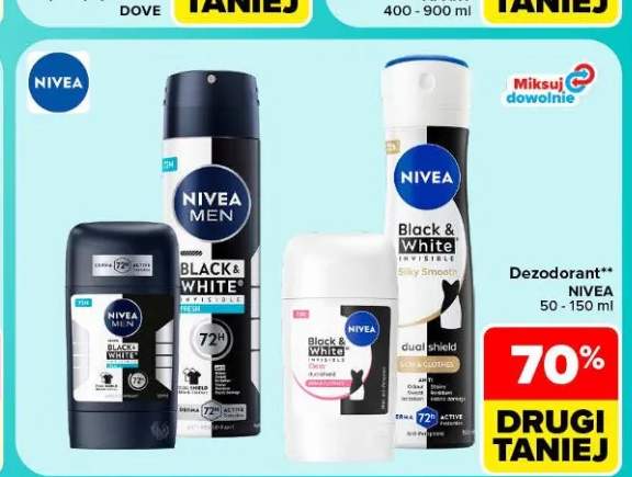 Dezodorant roll-on Nivea Men Black & White Invisible Fresh +3 warianty