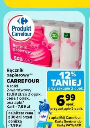 Ręcznik papierowy 2-warstwowy Carrefour 4-pak
