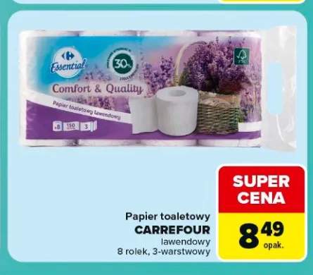 Papier toaletowy Carrefour lawendowy 8-pak 3-warstwowy