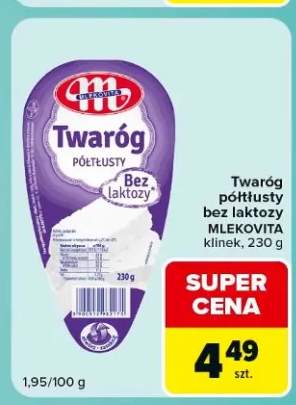 Twaróg półtłusty bez laktozy Mlekovita klinek