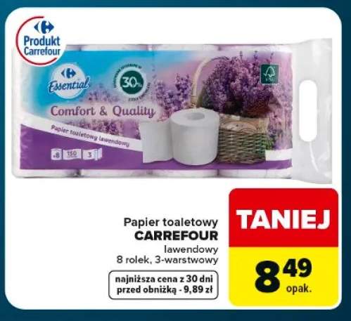 Papier toaletowy Carrefour lawendowy 3-warstwowy 8-pak