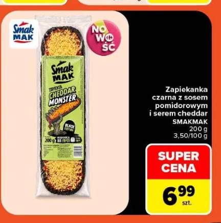 Zapiekanka czarna z sosem pomidorowym i serem cheddar Smakmak