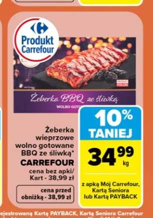Żeberka wieprzowe wolno gotowane BBQ ze śliwką Carrefour