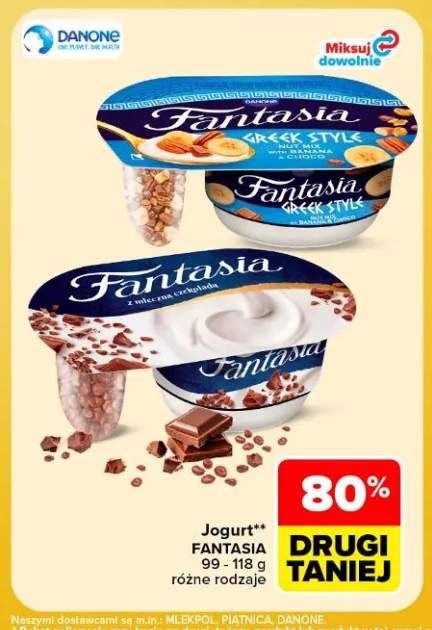 Jogurt Fantasia z mleczną czekoladą Danone +1 wariant