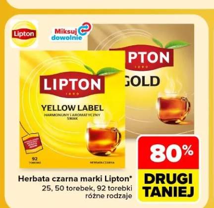 Herbata czarna Lipton 25 torebek +2 warianty