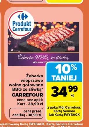 Żeberka wieprzowe wolno gotowane BBQ ze śliwką Carrefour